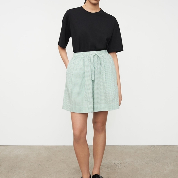 Kowtow certified organic cotton white green checkered shorts size - Picture 4 of 9